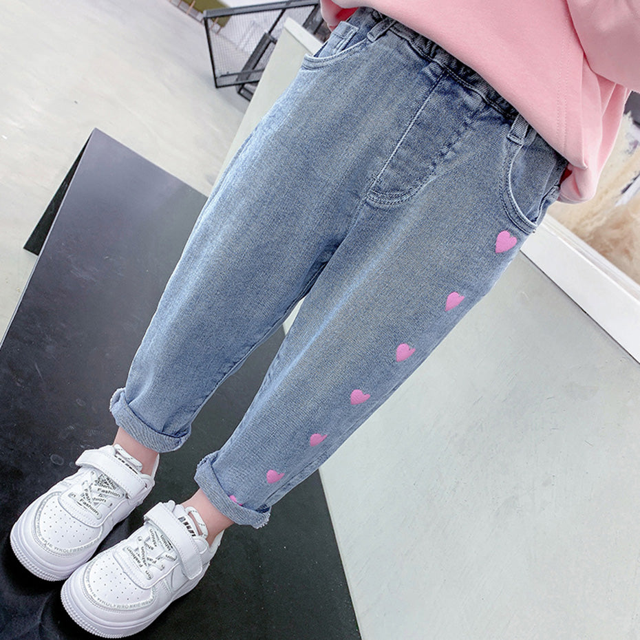Casual Thin Love Stretch Jeans for girls