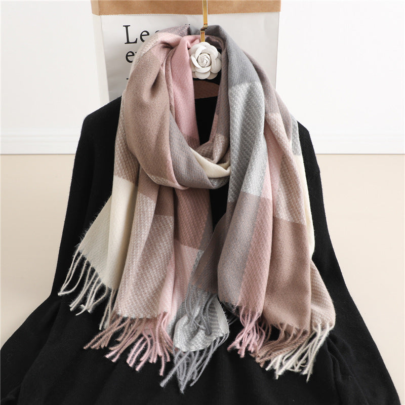 Winter New Scarf Cashmere Check Pattren All-match Color Matching Scarf for women