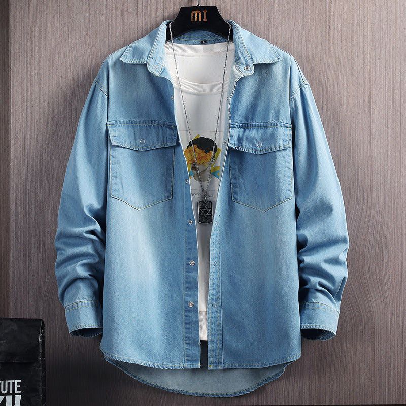 Denim Shirt Men Summer Thin Ins Long Sleeve