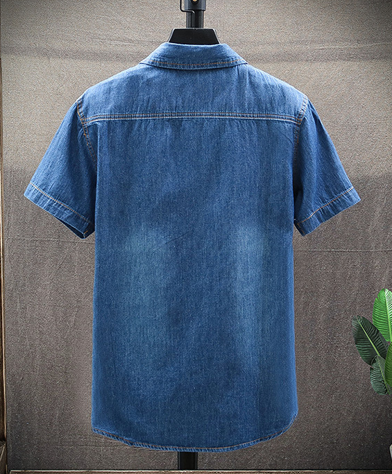 Summer New Short-sleeved Denim Shirt Men Slim Korean Shirt Youth Denim Jacket