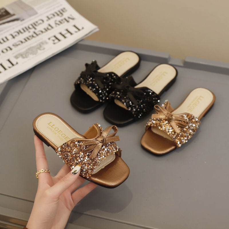 Sequin  Fashion Bow Flip Flops slipper for girls