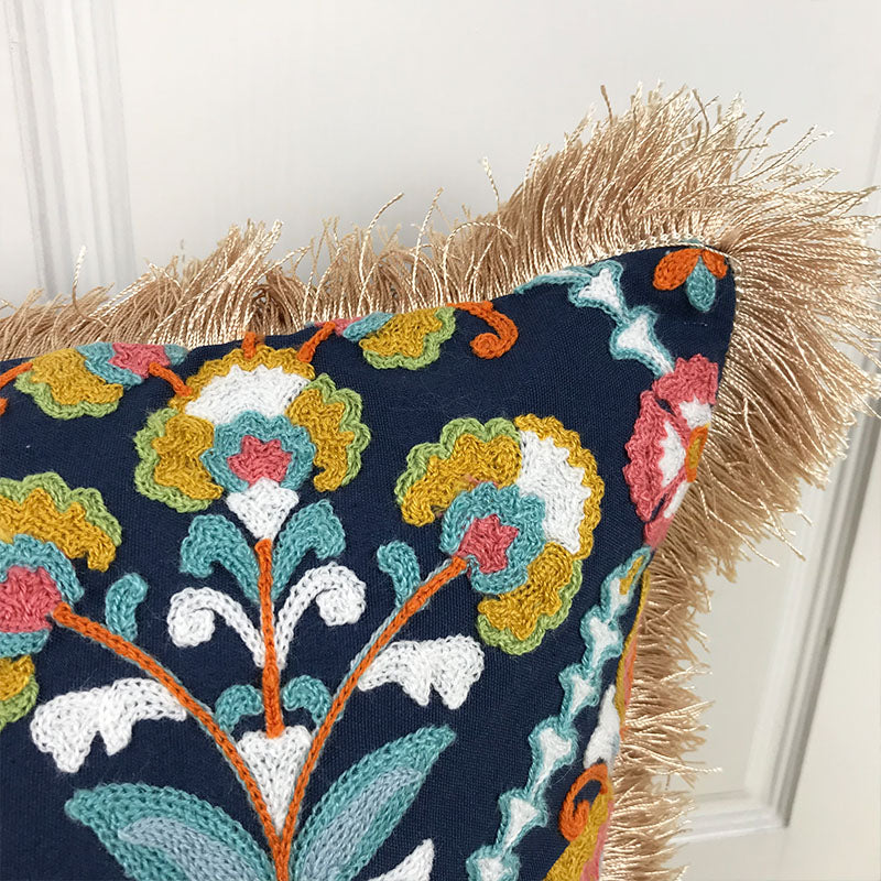 Embroidered Fringe Vintage Boho Pillowcase