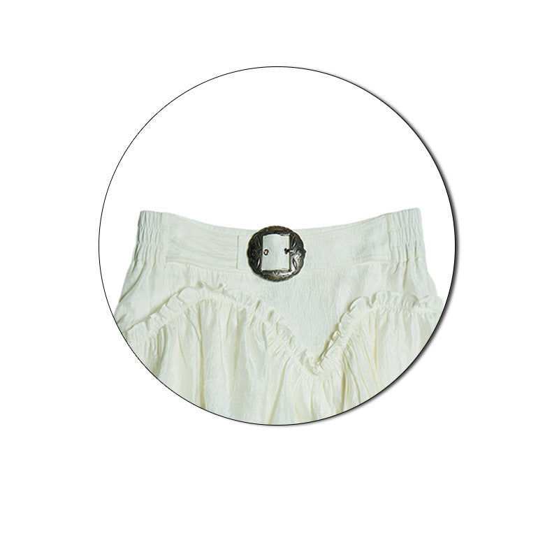 Vintage Low-rise Embossed White Skirt For Women