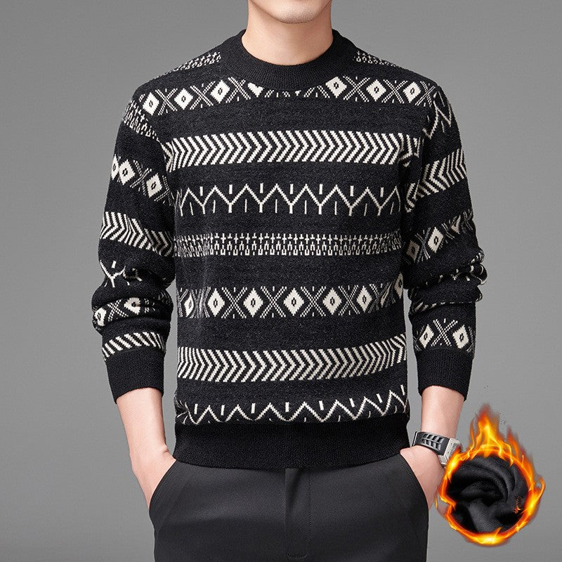 Round Neck Striped Sweater For Men