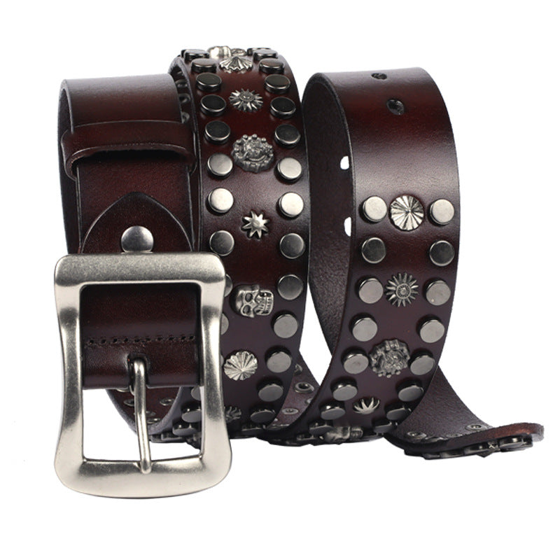 Rivet Nail Head Japanese Buckle European And American Personalized Belt for women