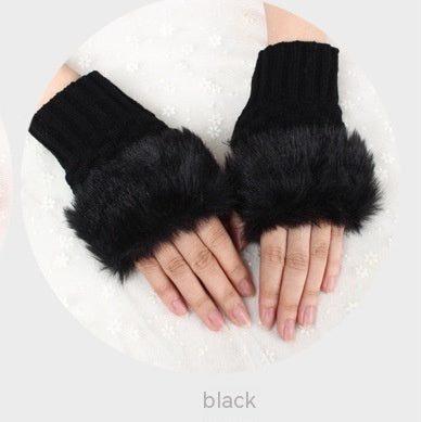 Thermal Women's Half Finger Polyester Gloves for girls