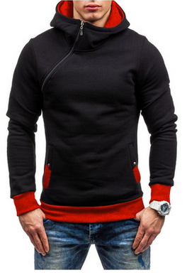 Oblique Solid Color Hoodies For Men