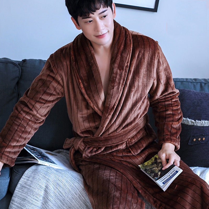 Bathrobe Coral Fleece Gown For Men