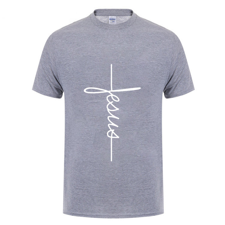 Jesus Cross T-shirts Men, Women, Europe, English, Digital Letters, Street Short Sleeve, Alien, WISH Amazon