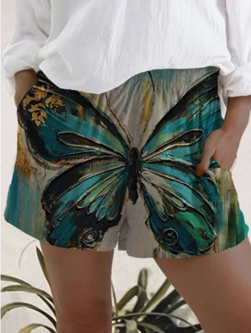 Printed Elastic High Waist Shorts For Women