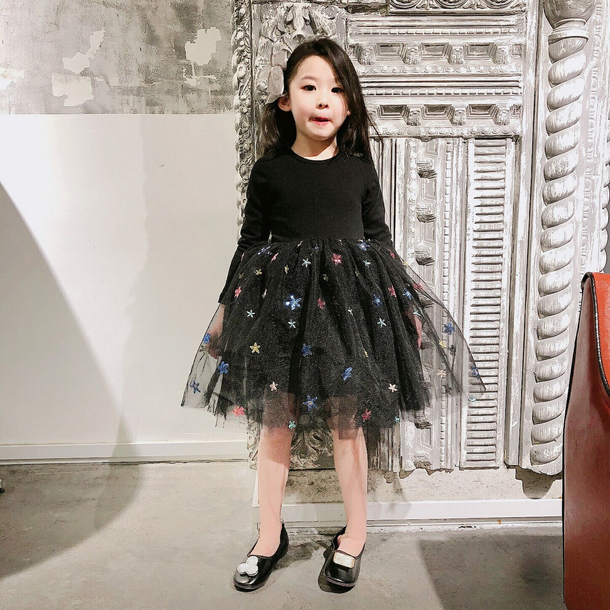 Long sleeve pettiskirt dresses for girls