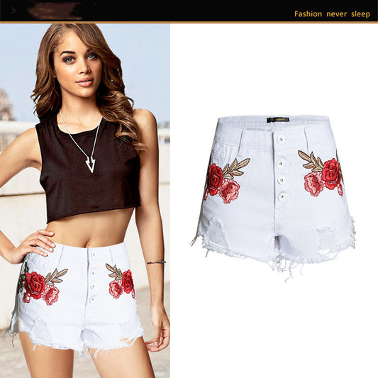 Embroidered Loose Beard Short For Women