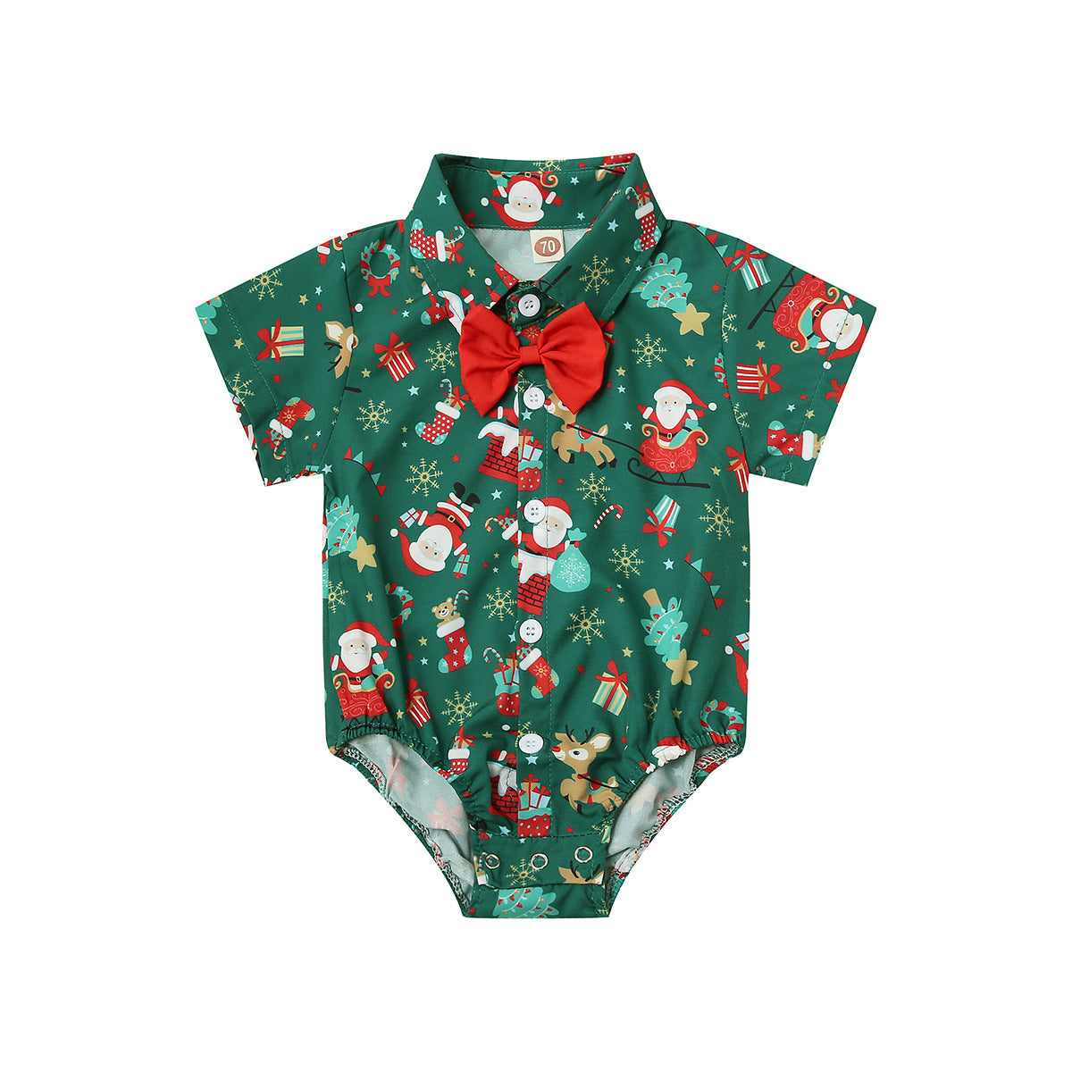 Christmas Green Wine Red Triangle Rompers for baby