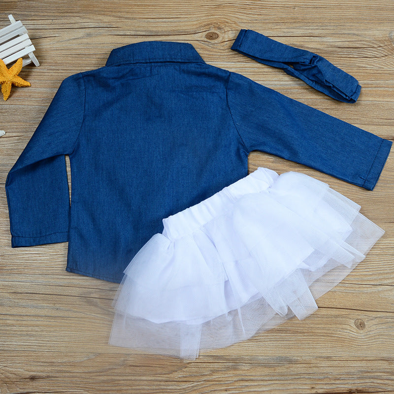 mesh long sleeve  denim jacket for girls