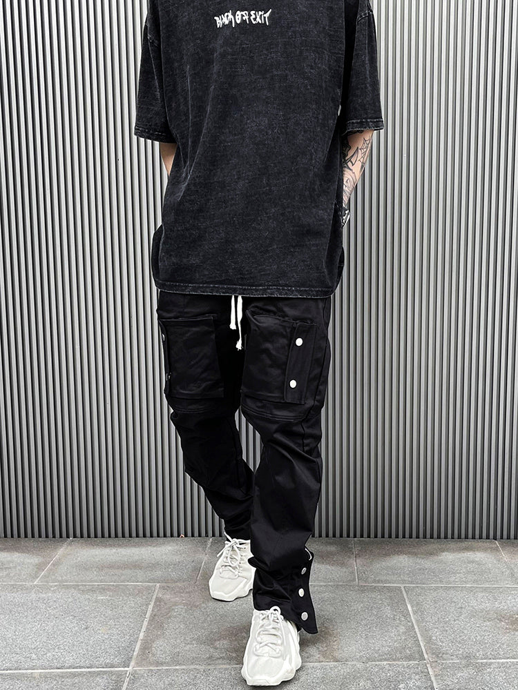 Breasted Slit Drawstring Cargo Pant For Men