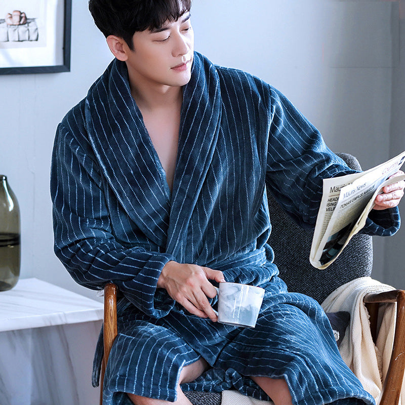 Bathrobe Coral Fleece Gown For Men