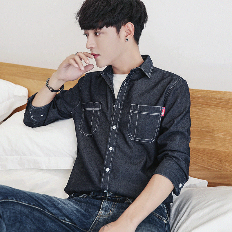 Season Men's Casual Long-sleeved Denim Shirts And Inch Shirts