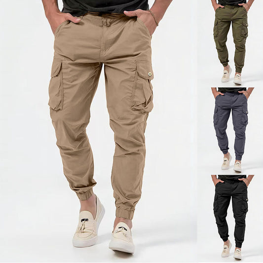 Cargo Trousers With Three-dimensional Pockets With Solid Color For Men