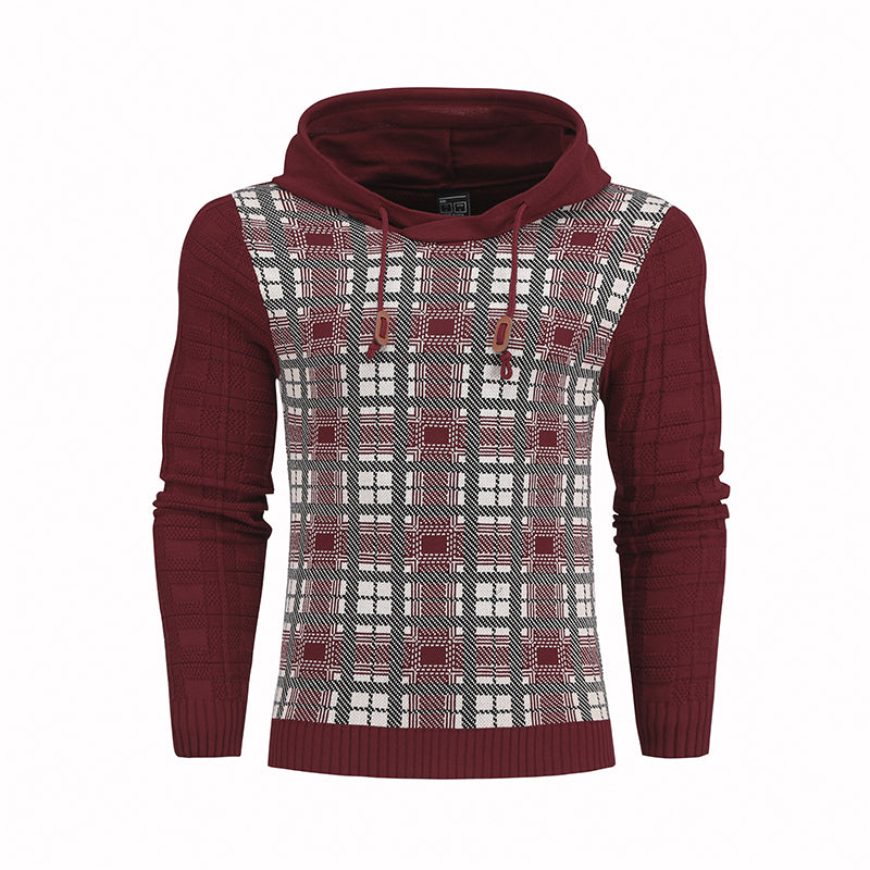 Pullover Plaid Multi-Color Lines Hoodies For Men