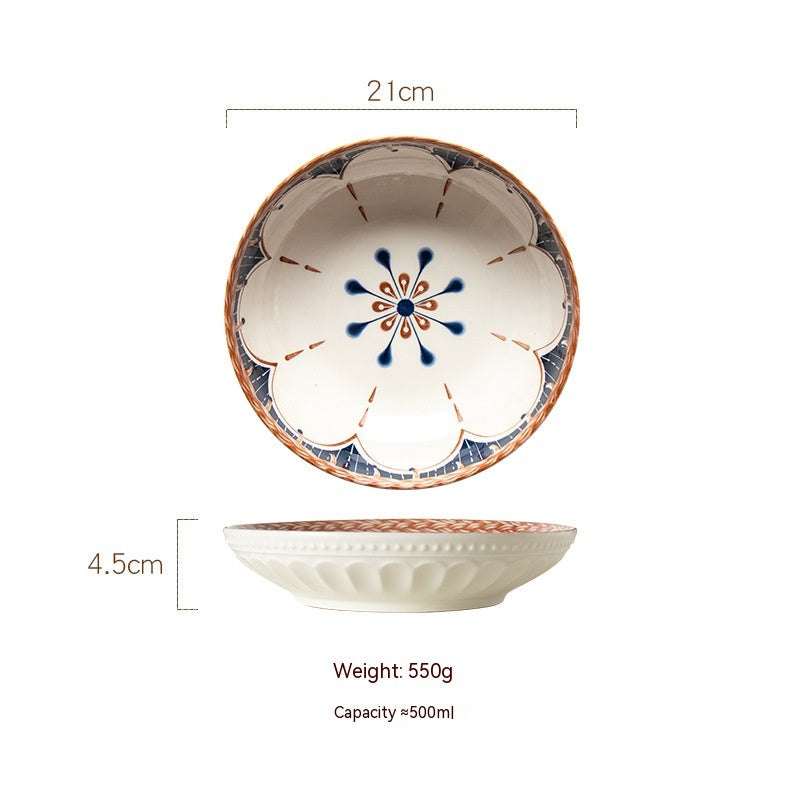 Vine Ceramic Underglaze Color Disc Complex Dish Deep Plates Household Creative Tableware