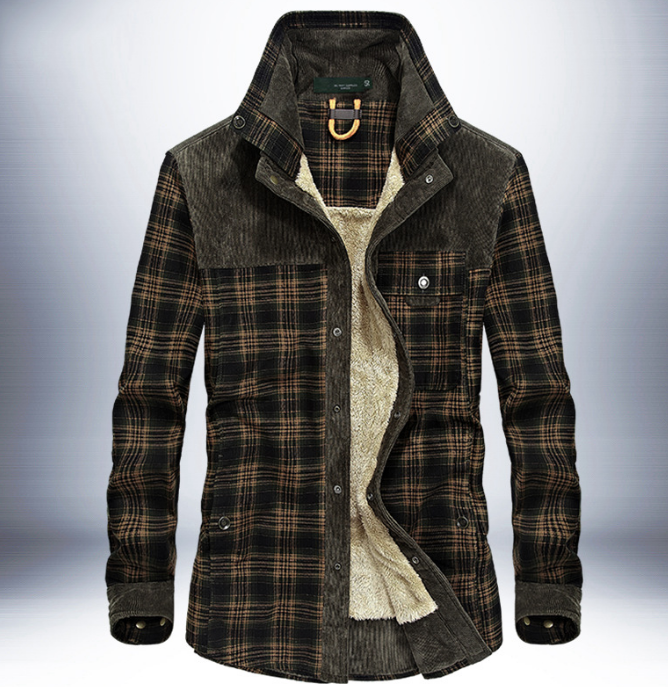 Pure Cotton Plaid Military Style Winter Jackets For Men