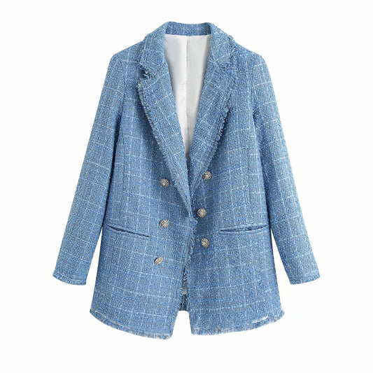 Retro Check Loose Blazer For women