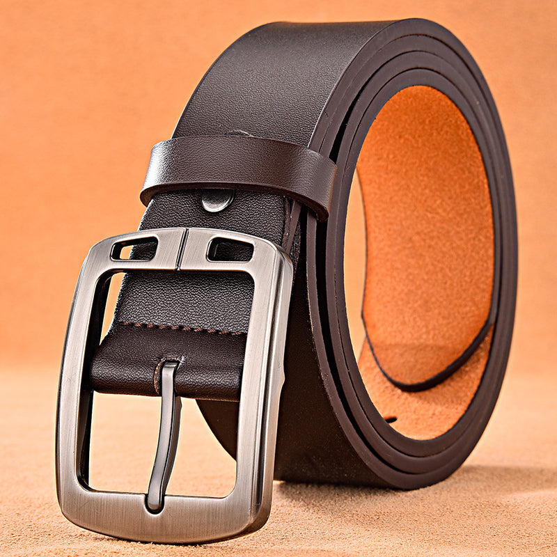 Men's leather pin buckle casual belt