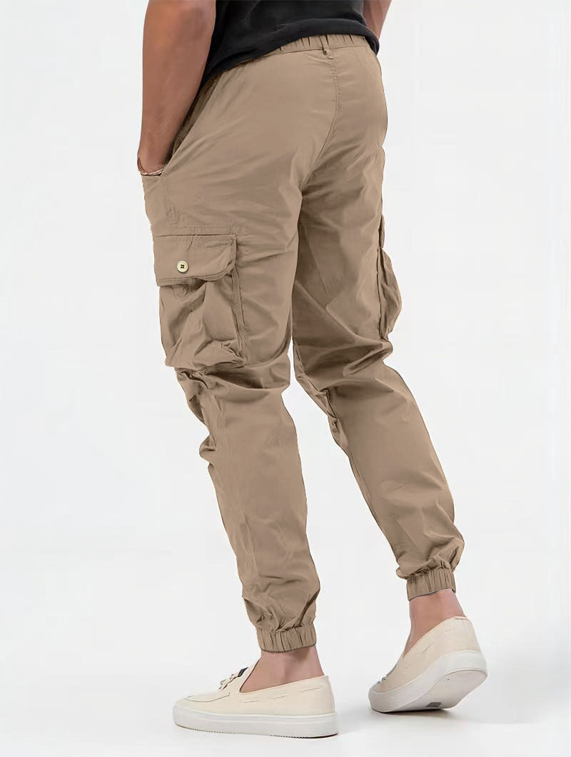 Cargo Trousers With Three-dimensional Pockets With Solid Color For Men