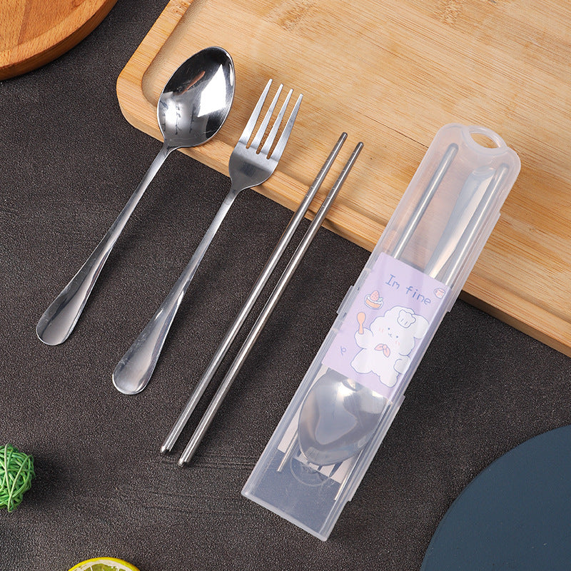 Stainless Steel Portable Tableware Chopsticks Spoon Fork Three Sets