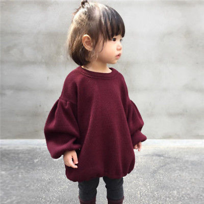 Spring Lantern Sleeve Solid Color  T-shirt Top for girls