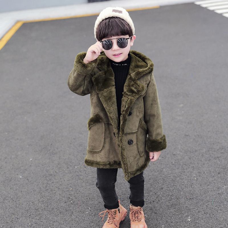 Fashion Suede Padded Trench Coat for boy