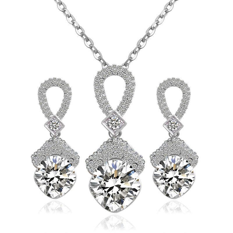 S010 Bride Necklace Earrings Set East Accessories 2 Sets Of Zircon Bride Jewelry Necklace Set