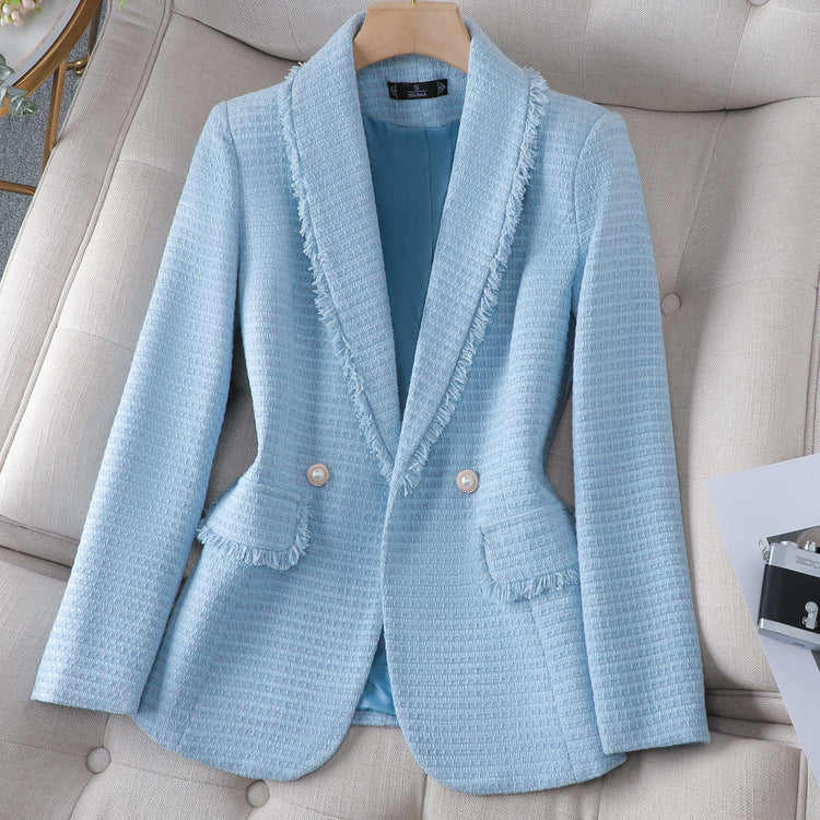 White Classic Style High-grade Temperament Tweed Coat for women