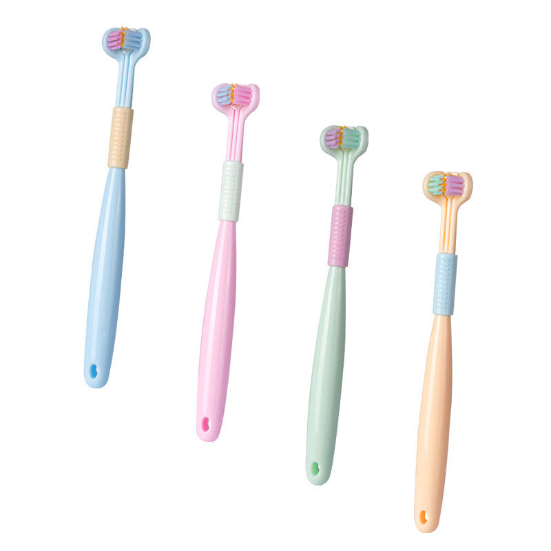 Three-sided Macaron Soft Bristle Toothbrush Care Safety Toothbrush Teeth Deep Cleaning Portable Travel