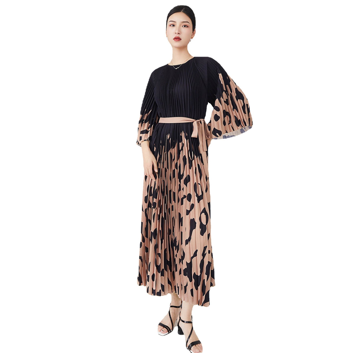 Leopard Print Pleated Skirt For Women