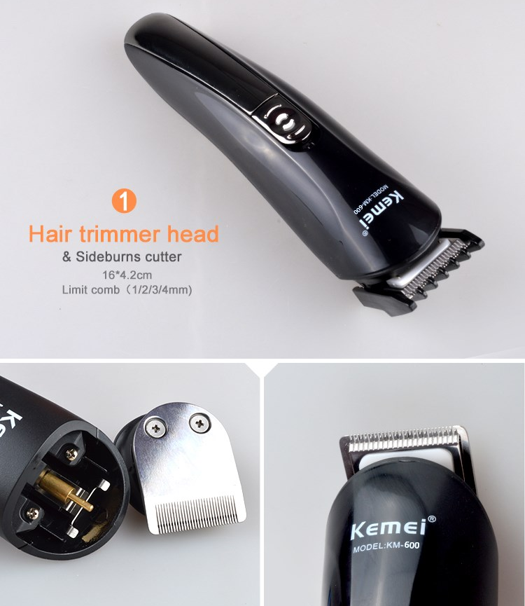 Kemei 6 in 1 Rechargeable Hair Trimmer Titanium Hair Clipper Shaver Electric Beard Trimmer Men Styling Tools Shaving Machine