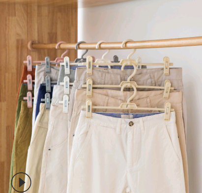 Hanger hanger indoor and outdoor plastic non-slip pants rack pants clip multi-function retractable superimposed pants rack drying rack