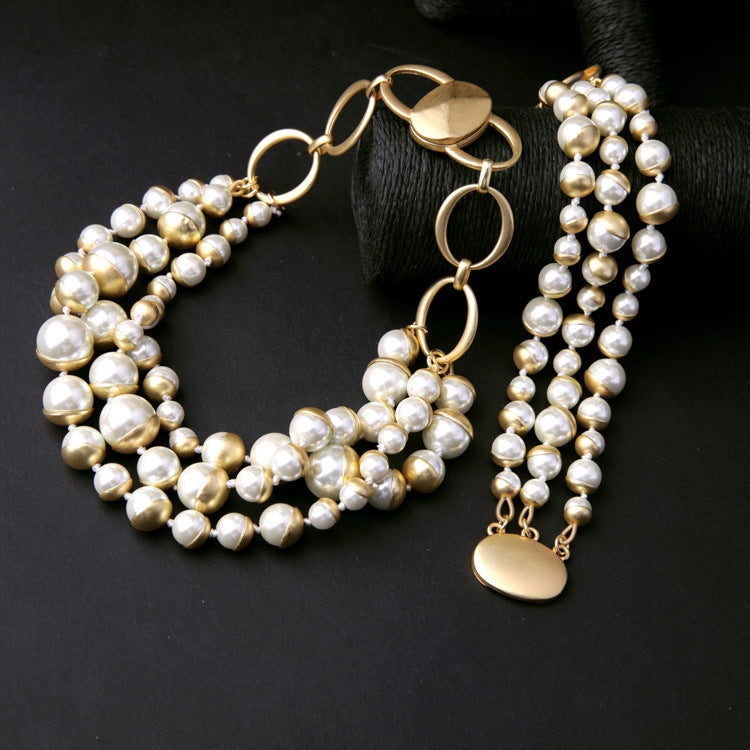 Vintage multi-layer pearl generous ladies bracelet