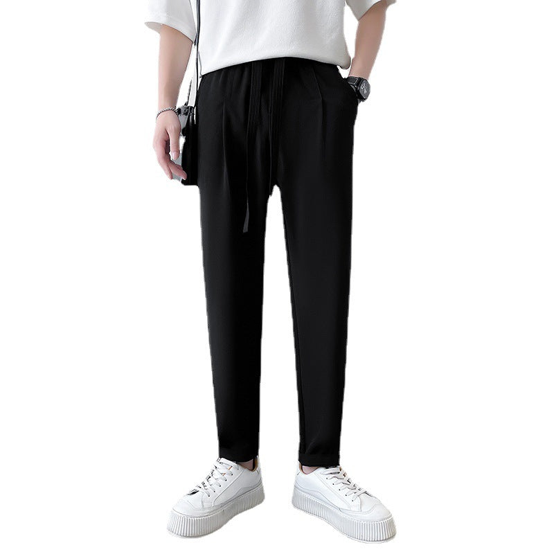Slimming Ice Silk Draped Casual Cropped Pants For Men