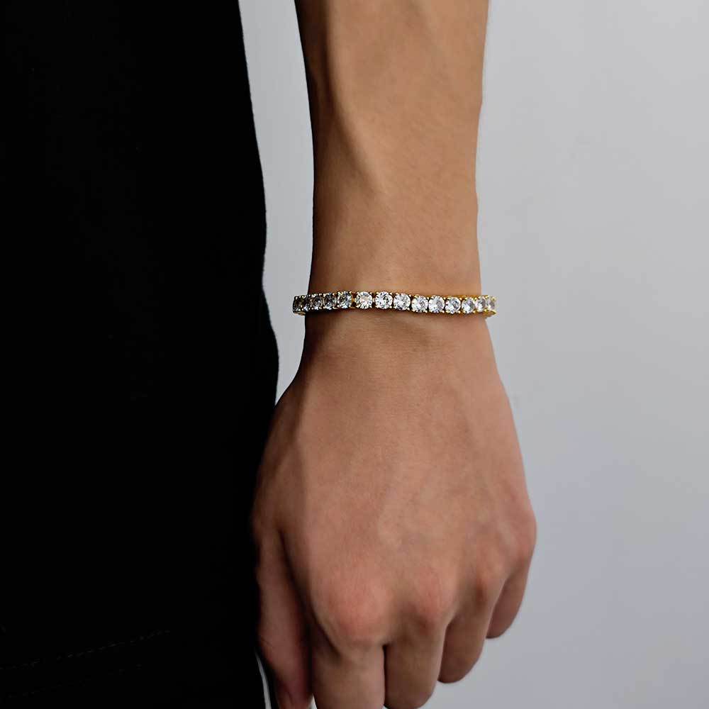 Single Row Diamond Tennis Chain Zircon Hip Hop Men's Bracelet Accessories