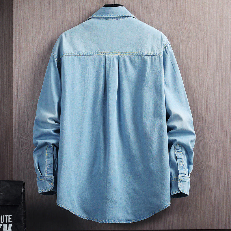 Denim Shirt Men Summer Thin Ins Long Sleeve