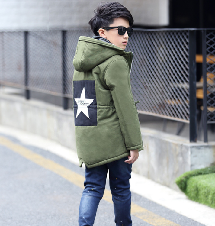 Five-pointed star trench coat for boys