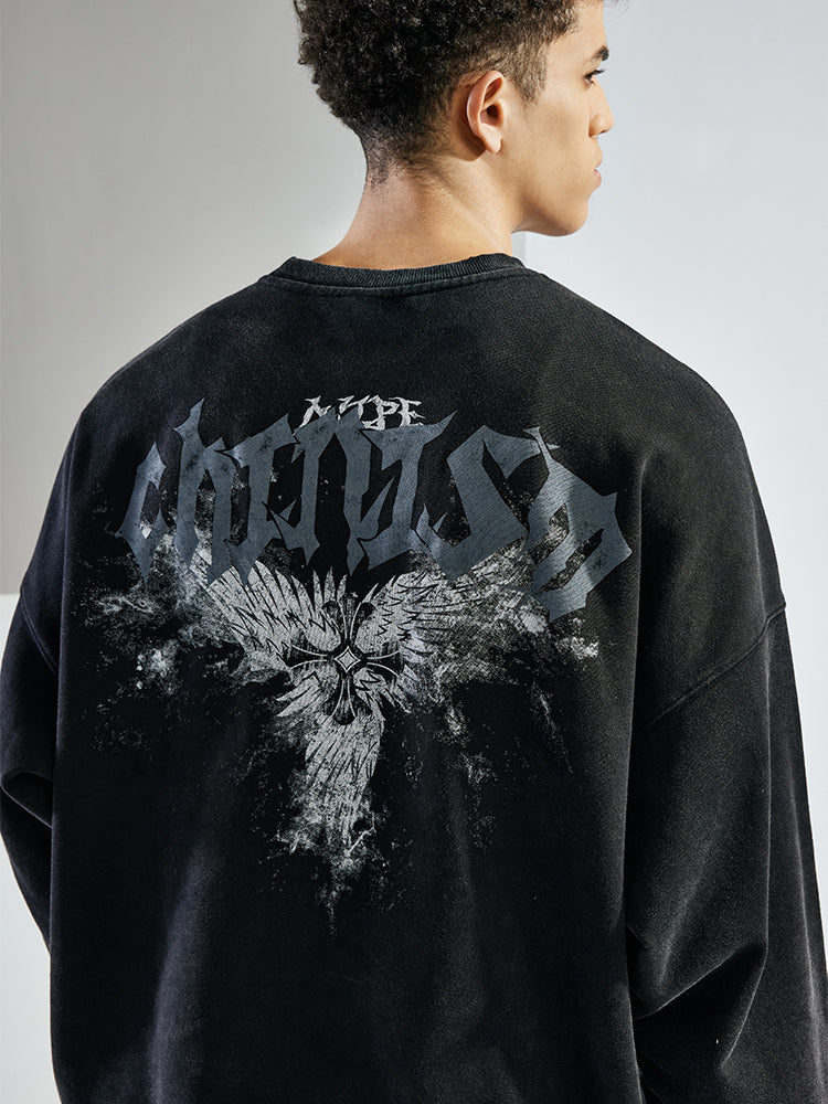 Cross Creative Printing Crew Neck Sweater For Men