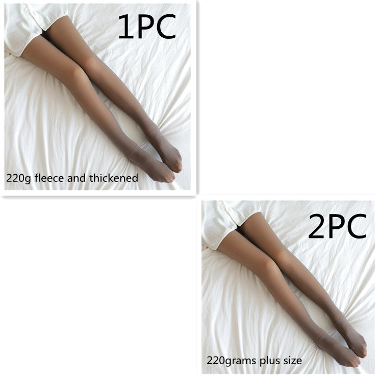 Fake Translucent Plus Size Leggings Fleece Lined Tights Fall And Winter Warm Fleece Pantyhose for Women