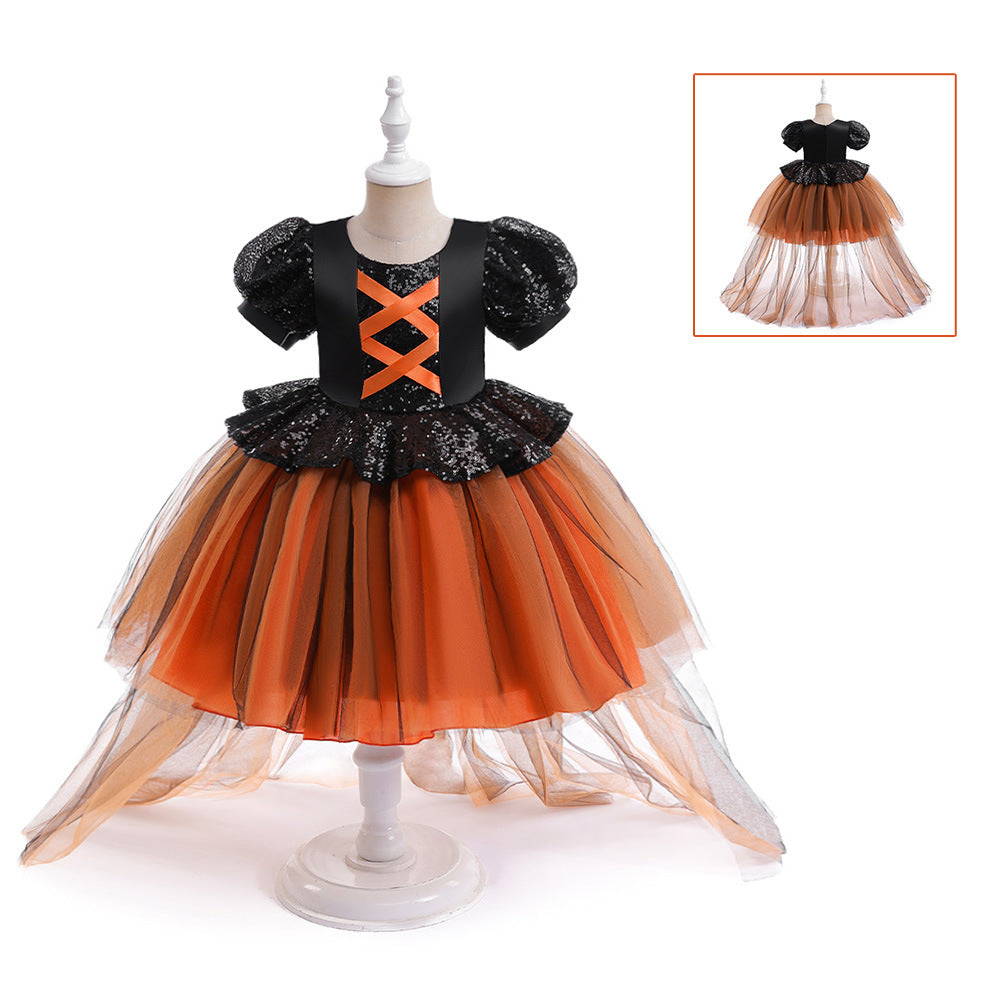 Halloween Girls' Witch Performance Costume Party Dress