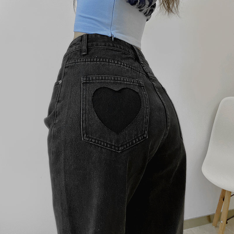 Love Embroidered High Waisted Jeans For Women