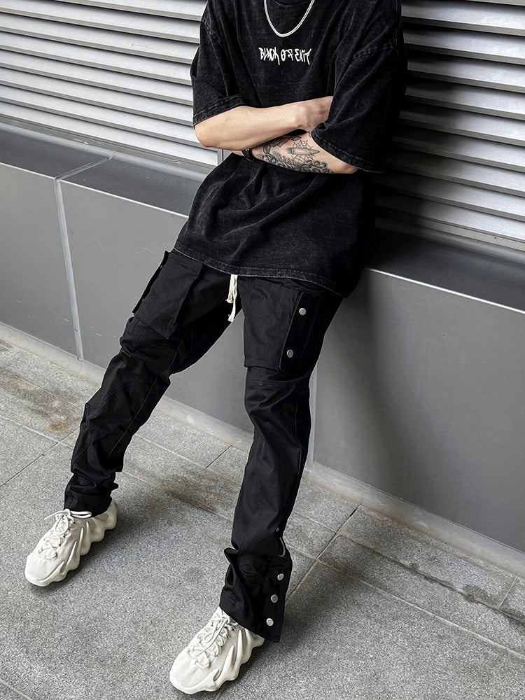 Breasted Slit Drawstring Cargo Pant For Men