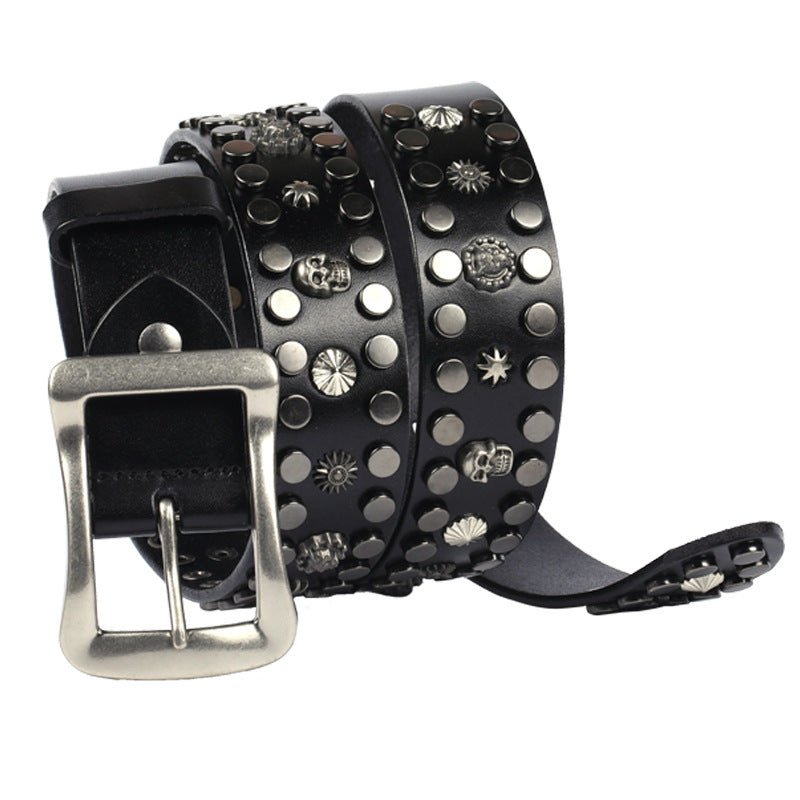 Rivet Nail Head Japanese Buckle European And American Personalized Belt for women