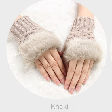 Thermal Women's Half Finger Polyester Gloves for girls