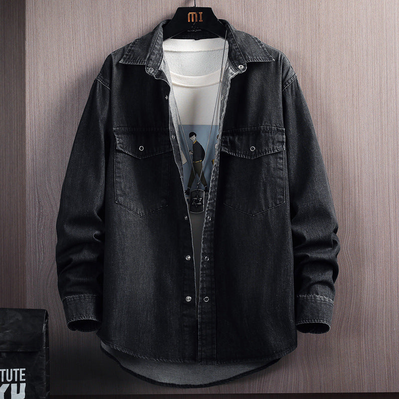 Denim Shirt Men Summer Thin Ins Long Sleeve